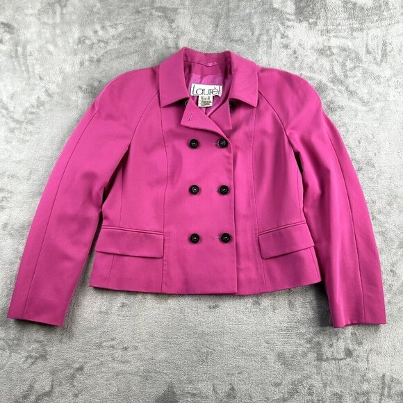 Escada Laurel Women Blazer Medium Size 38 Wool Hot Pink Buttons Pockets Barbie - Picture 3 of 11